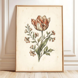 Arte de Galería Botánica de Tulipán Parrot Vintage