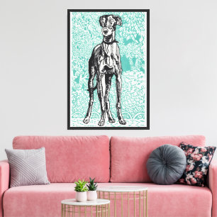 Arte de galgo gris vintage Moriz Jung con fondo az