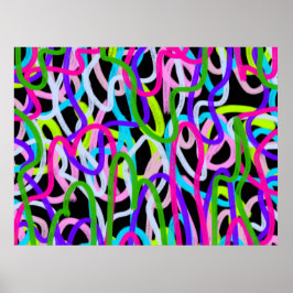 Arte de garabato colorido sobre negro