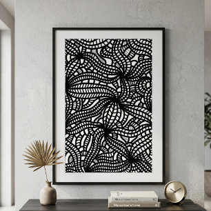 Arte de garabato de línea orgánica abstracta en bl