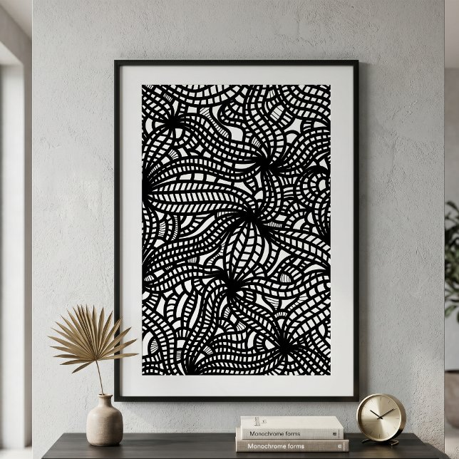 Arte de garabato de línea orgánica abstracta en bl (Subido por el creador)