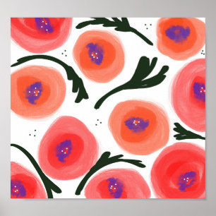 Arte de garabatos cálidos y atrevidos de amapolas 