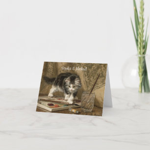 Arte de gatito vintage lindo, tu mensaje