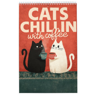 Arte de Gato Adorable Calendario de Pared Gatos