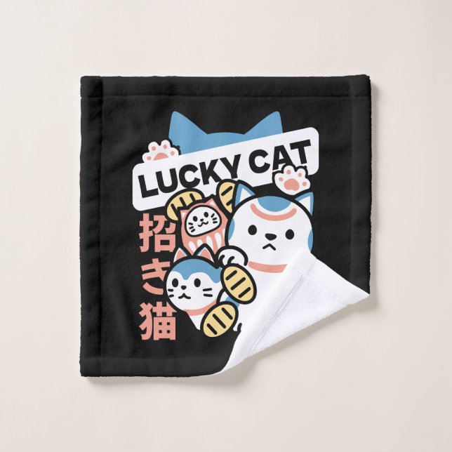 Arte de Gato Afortunado – Maneki Neko con Moneda d (Toallita)
