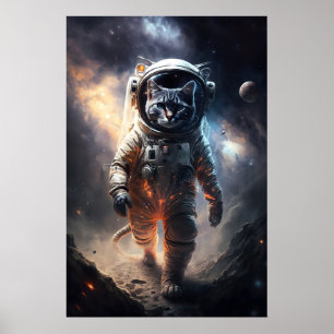 Arte de gato astronauta Impresión divertida de ani