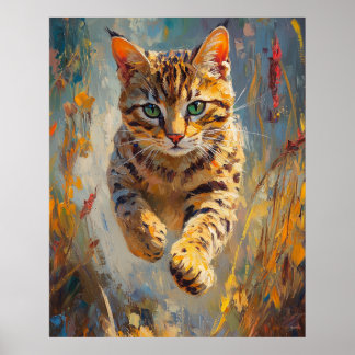 Arte de gato Bengal saltando