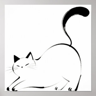 Arte de gato con tinta minimalista en una línea