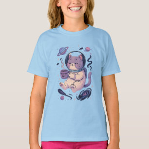Arte de Gato Cósmico Adorable Taza y Camiseta de
