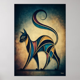 Arte de gato Deco Abstracto Geométrico Arte de Par