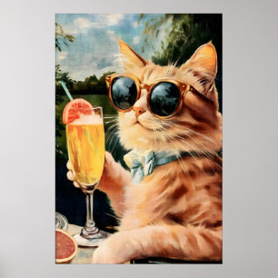 Arte de gato divertido impresión club de campo fel