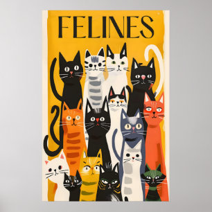 Arte de gato estilo Matisse Impresión de felino co