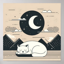 Arte de gato minimalista durmiendo