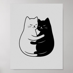 Arte de gato minimalista en blanco y negro para el