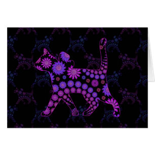 Arte de gato morado floral