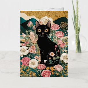 Arte de gato negro decorativo dorado estilo Gustav