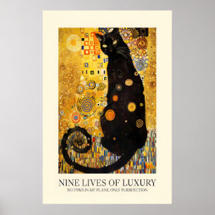 Arte de gato negro inspirado en Klimt, impresión o