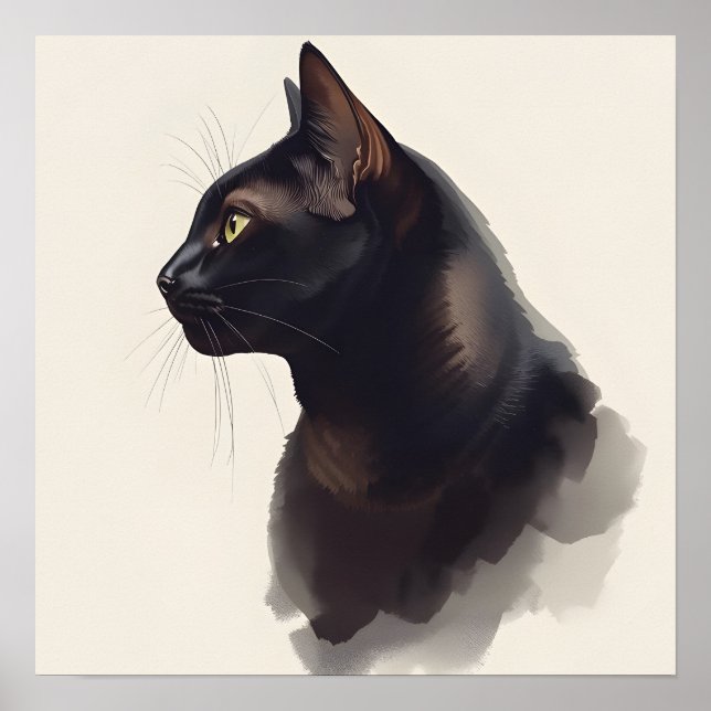 Arte de gato negro minimalista (Frente)