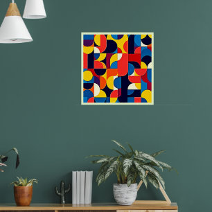Arte de geometría de bloque de color retro