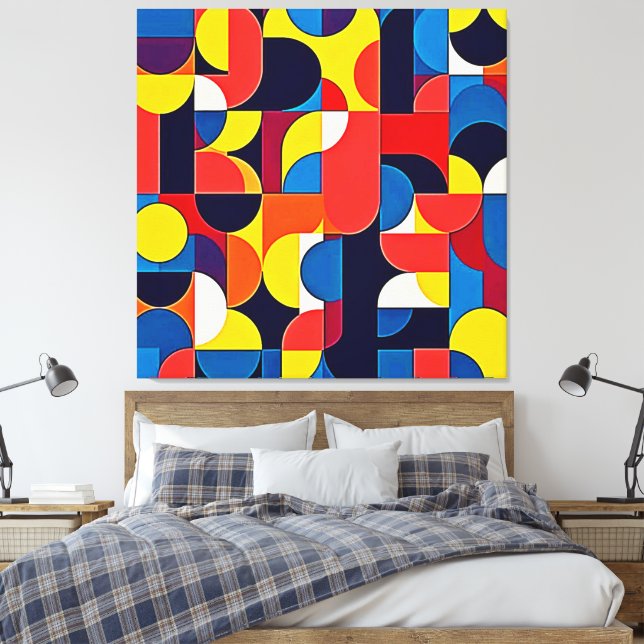 Arte de geometría de bloque de color retro (Insitu(Dormitorio))