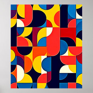 Arte de geometría de bloque de color retro