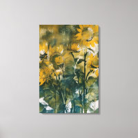 Arte de girasol abstracto, culebras ricas, amarill