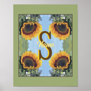 Arte de girasol de nombre inicial de monograma per
