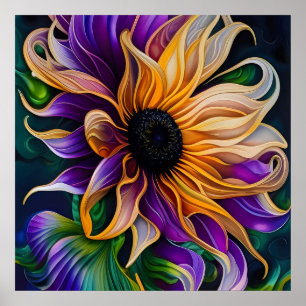Arte de girasol morado y dorado