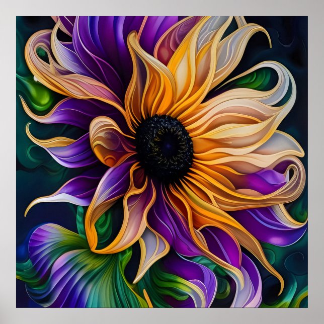 Arte de girasol morado y dorado (Frente)