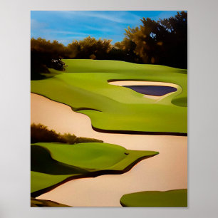 Arte de golf para la pintura golfista del campo de