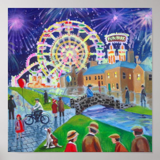 arte de Gordon Bruce, pintura al óleo de FunFair (Frente)