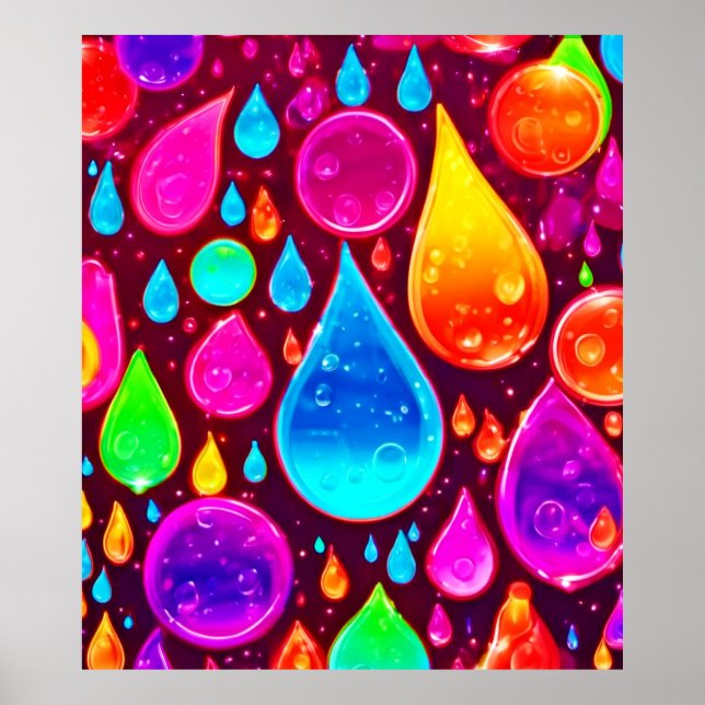 Arte de gotas de lluvia neón vibrantes (Frente)