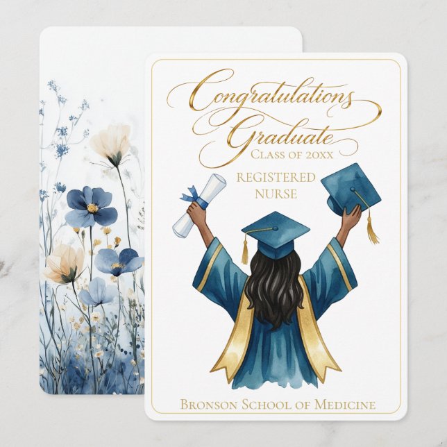 Arte de graduación de Floral Radiante RN (Anverso / Reverso)