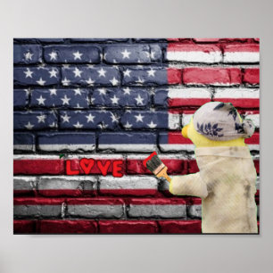 Arte de graffiti en la pared de Amor a Estados Uni