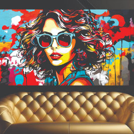 Arte de Grafiti de Chica Retro
