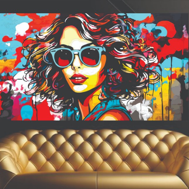 Arte de Grafiti de Chica Retro (Retro Girl At)