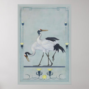 Arte de grulla japonesa impresión Art Nouveau pare