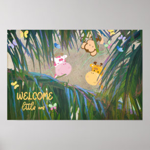 Arte de guardería con tema de selva para bebé