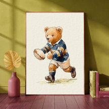 Arte de guardería de animales deportivos de osito