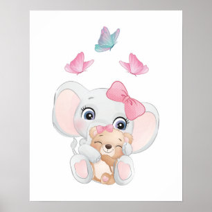 Arte de guardería de elefante lindo
