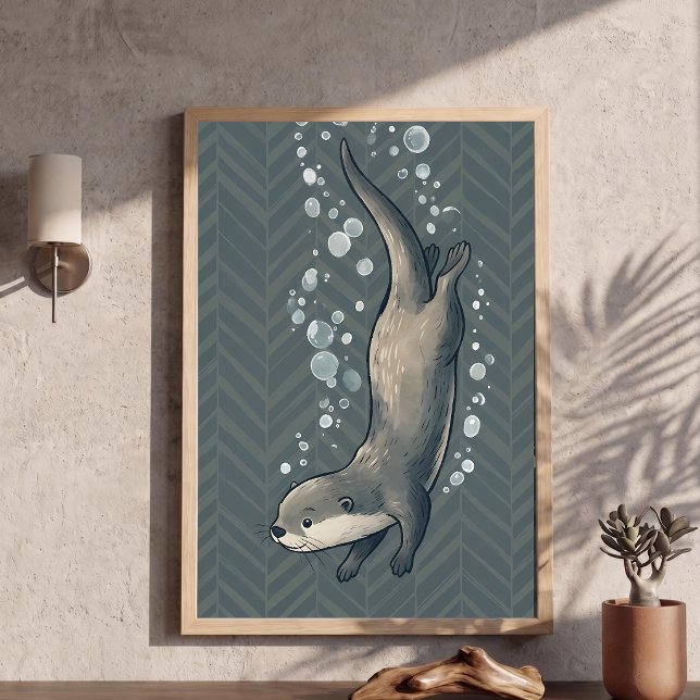 Arte de guardería de nutria adorable buceando en f (Subido por el creador)