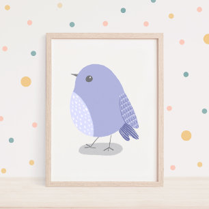 Arte de guardería de pájaro de lavanda dibujado a