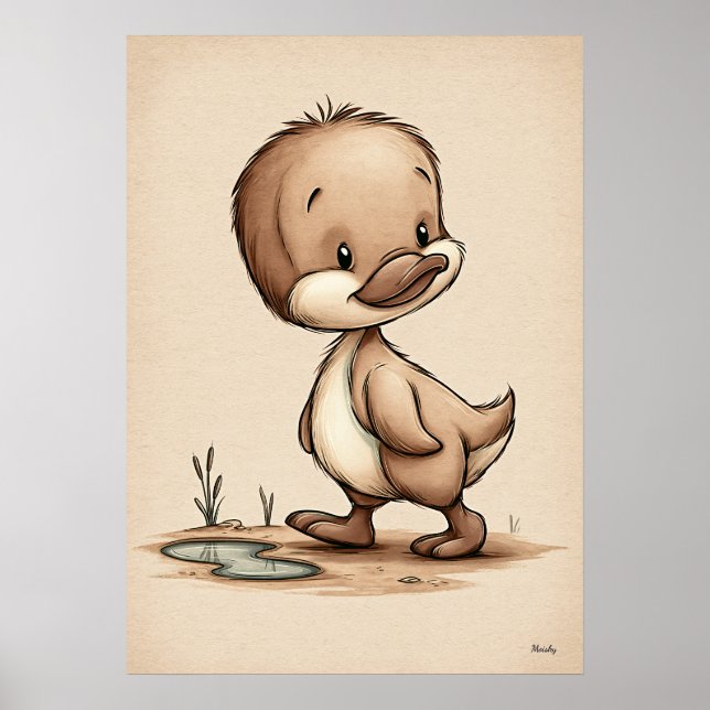 Arte de guardería de patito bebé lindo escandinavo (Frente)