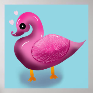 Arte de guardería de patito rosa Kawaii lindo y co