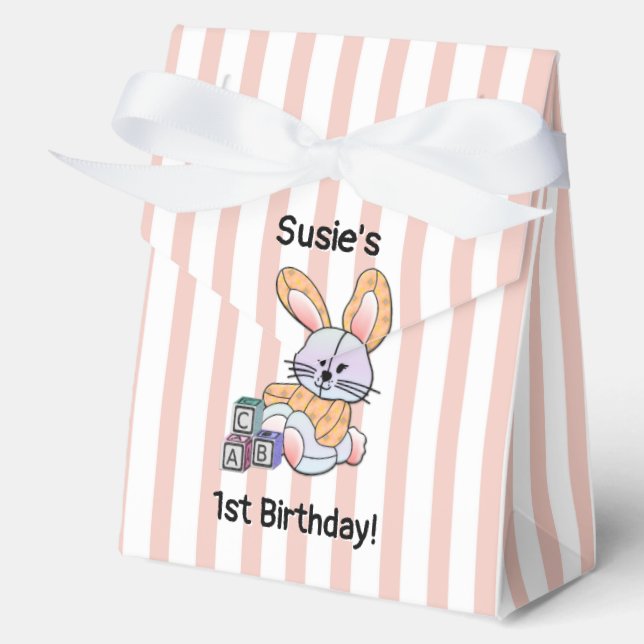 Arte de guardería de rayas rosadas - Cajas de favo (Anverso)