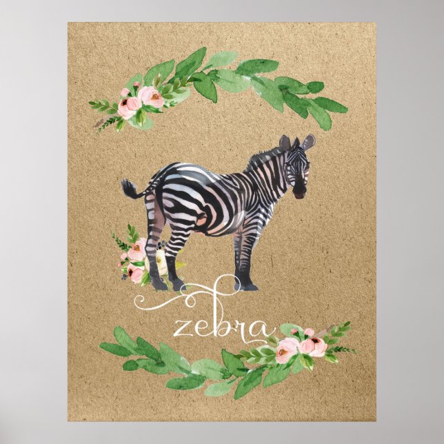 Arte de guardería de safari de cebra en la selva (Frente)