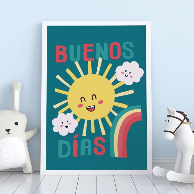 Arte de guardería de sol feliz azul en cartel espa (Subido por el creador)