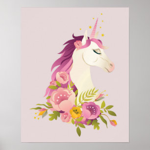 Arte de guardería de unicornio rosa