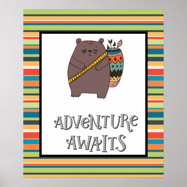 Arte de Guardería del Oso Boho de Aventura (Frente)