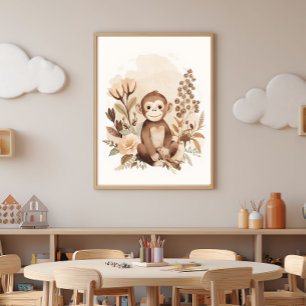 Arte de guardería infantil Boho Neutral Safari Mon